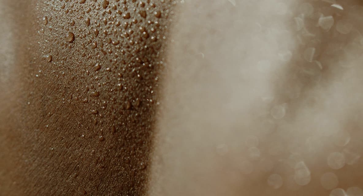 Water droplets on skin