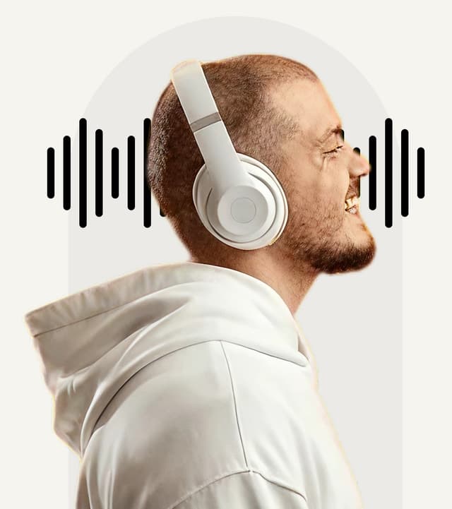Man listening to podcast